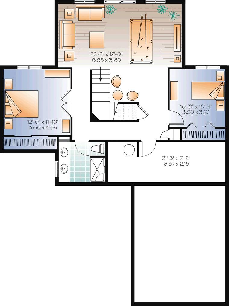 Cottage Country Lower Level of Plan 65312