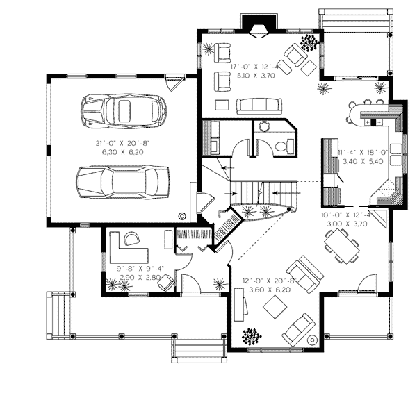 Country Farmhouse Level One of Plan 65314