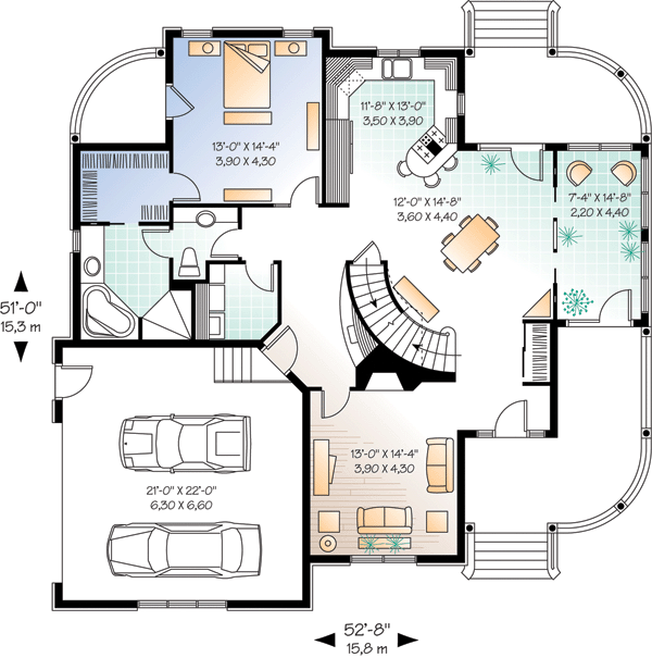 Farmhouse Traditional Level One of Plan 65316