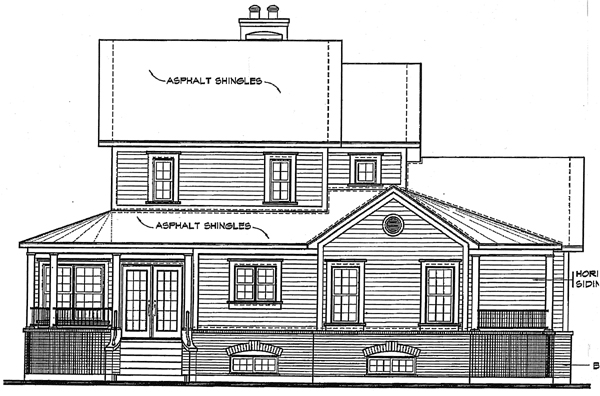 Farmhouse Traditional Rear Elevation of Plan 65316