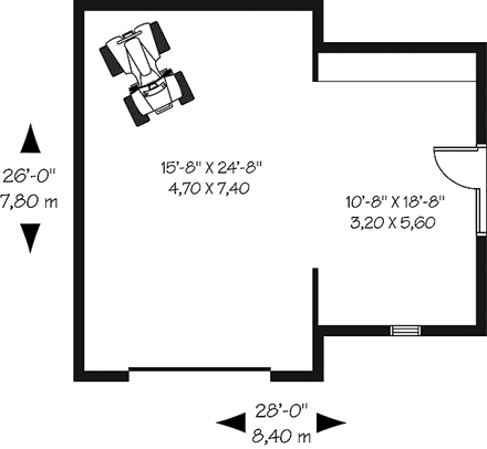 Garage Plan 65333 - 1 Car Garage First Level Plan