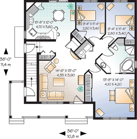 Multi-Family Plan 65338 First Level Plan