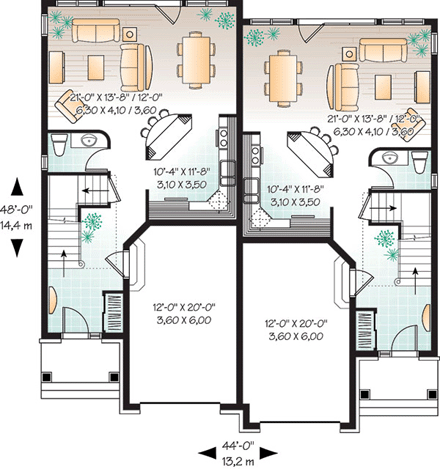 Multi-Family Plan 65339 First Level Plan