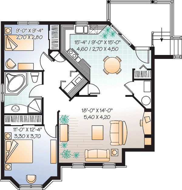 Narrow Lot Traditional Lower Level of Plan 65340