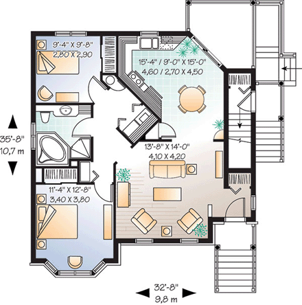 Multi-Family Plan 65340 First Level Plan