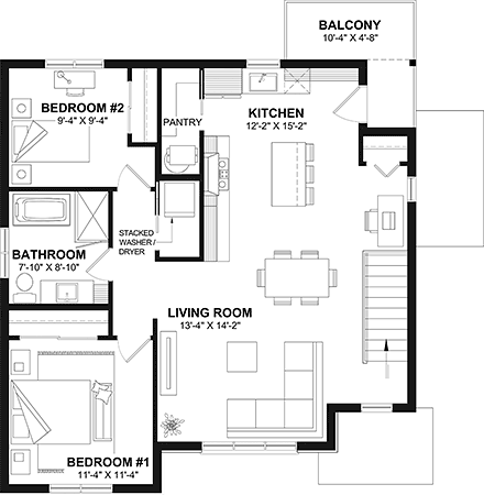 Multi-Family Plan 65340 Second Level Plan