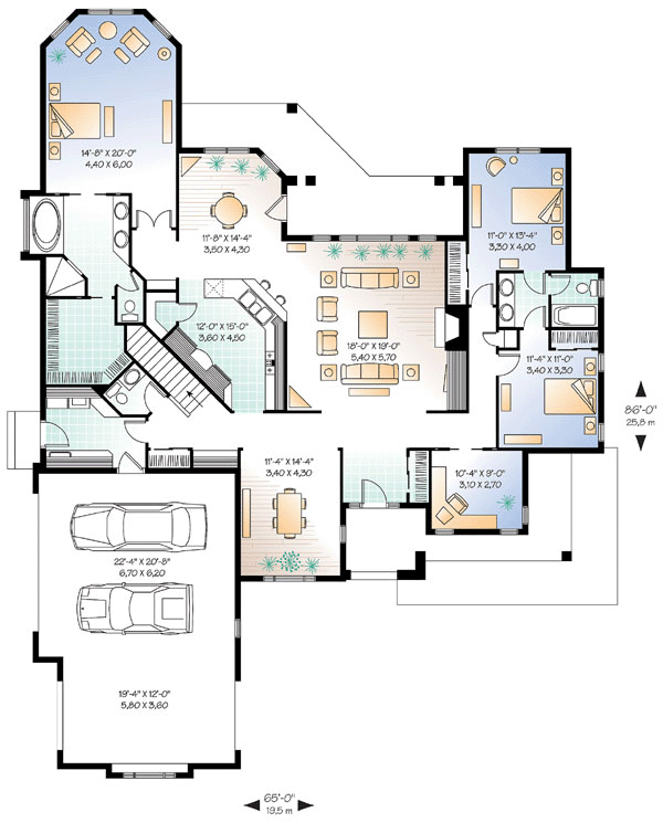 Florida One-Story Level One of Plan 65341