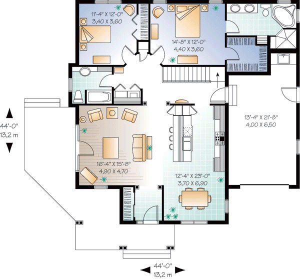 One-Story Traditional Level One of Plan 65342