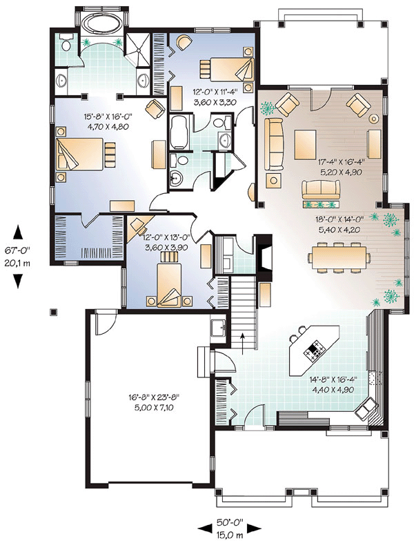 One-Story Traditional Level One of Plan 65343