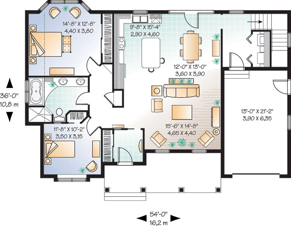 One-Story Traditional Level One of Plan 65345