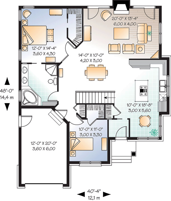 One-Story Traditional Level One of Plan 65347