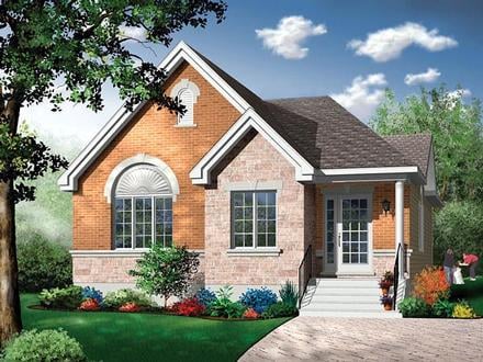 Narrow Lot One-Story Traditional Elevation of Plan 65351