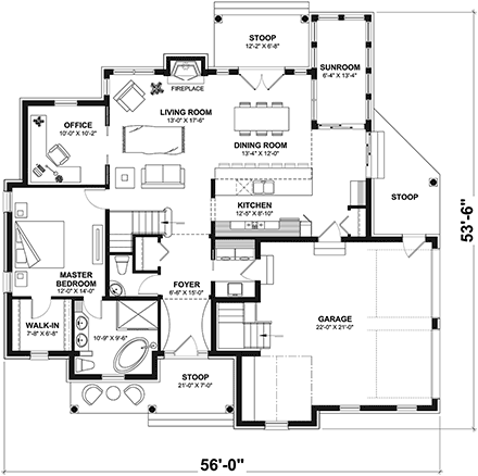 House Plan 65368 First Level Plan