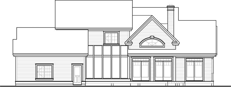 Traditional Rear Elevation of Plan 65369