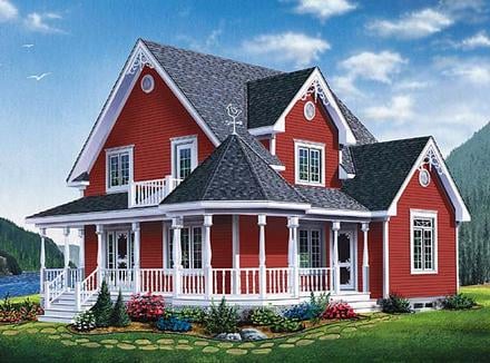 Country Farmhouse Southern Victorian Elevation of Plan 65377