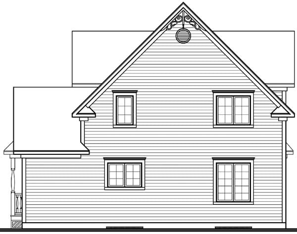 Country Farmhouse Southern Victorian Rear Elevation of Plan 65377