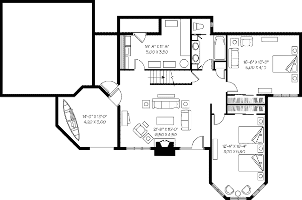 Coastal Contemporary Traditional Victorian Lower Level of Plan 65382