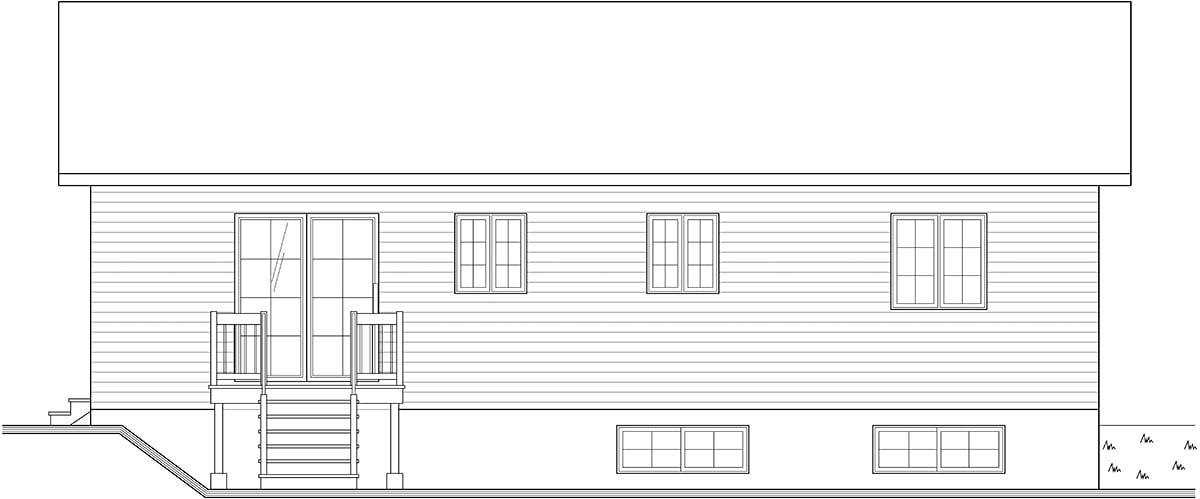 One-Story Ranch Traditional Rear Elevation of Plan 65383