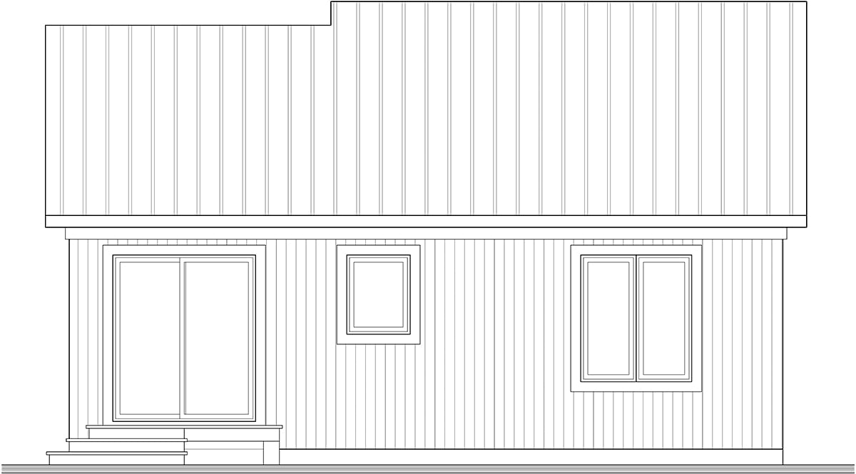 One-Story Ranch Rear Elevation of Plan 65387