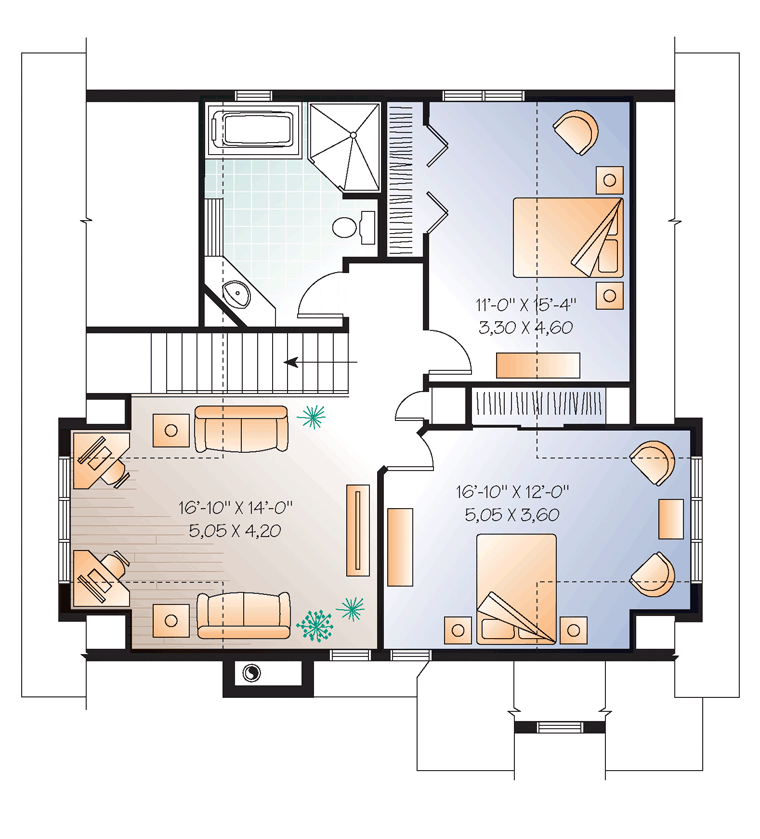 Cottage Craftsman Level Two of Plan 65389