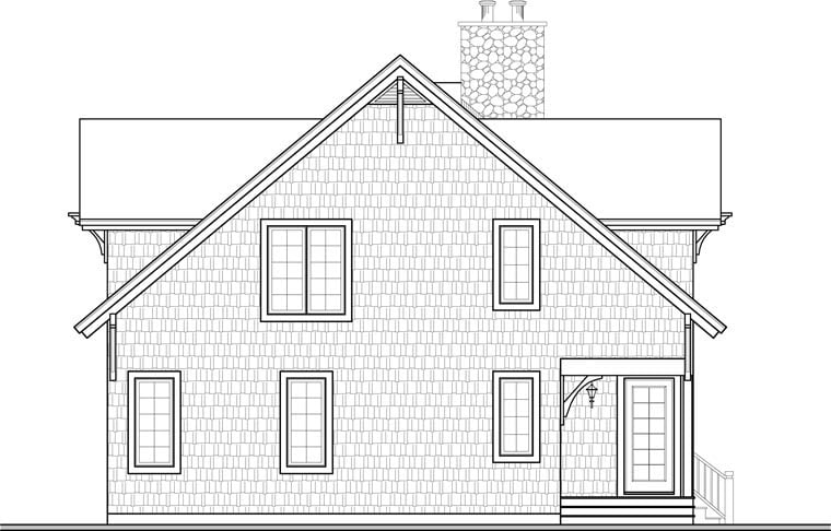 Cottage Craftsman Rear Elevation of Plan 65389