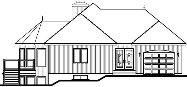 Bungalow Contemporary Craftsman Rear Elevation of Plan 65390