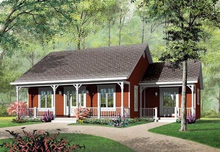 Bungalow Cabin Ranch Elevation of Plan 65395