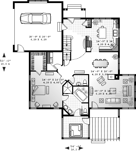 Plan 65399 | Traditional Style with 3 Bed, 3 Bath, 2 Car Garage