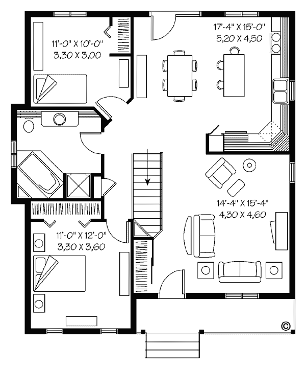 One-Story Ranch Level One of Plan 65400