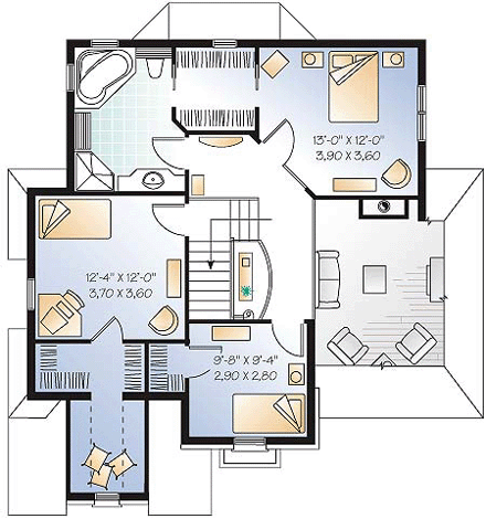 House Plan 65409 Second Level Plan