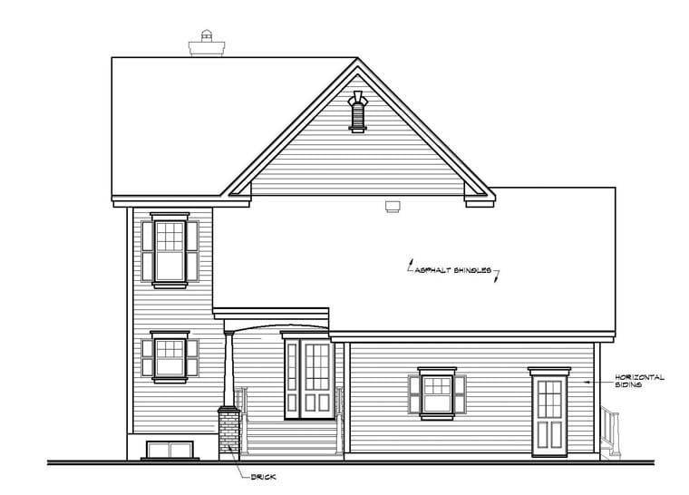 Country Southern Rear Elevation of Plan 65423