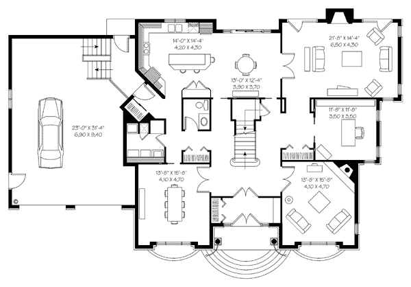 Contemporary Southwest Level One of Plan 65424