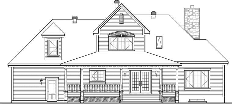 Country Southern Rear Elevation of Plan 65426