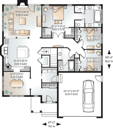House Plan 65432 First Level Plan