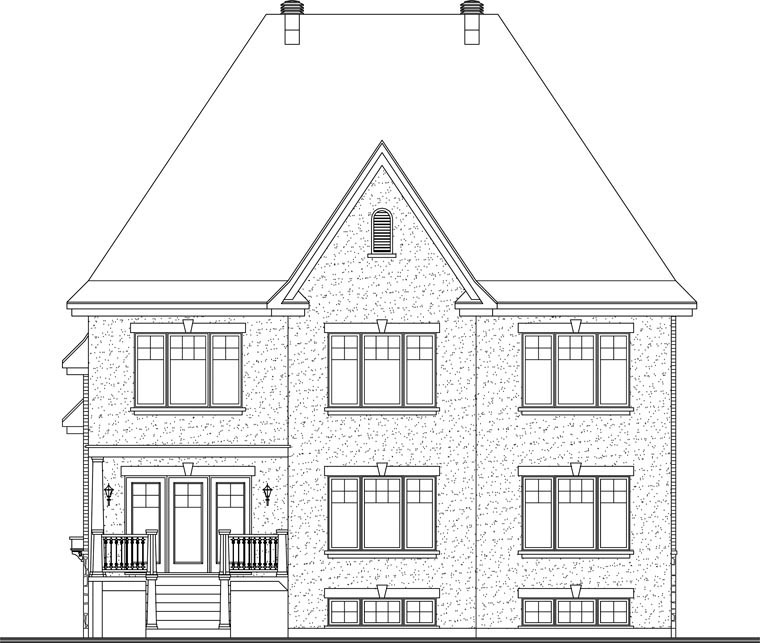 European Traditional Rear Elevation of Plan 65441