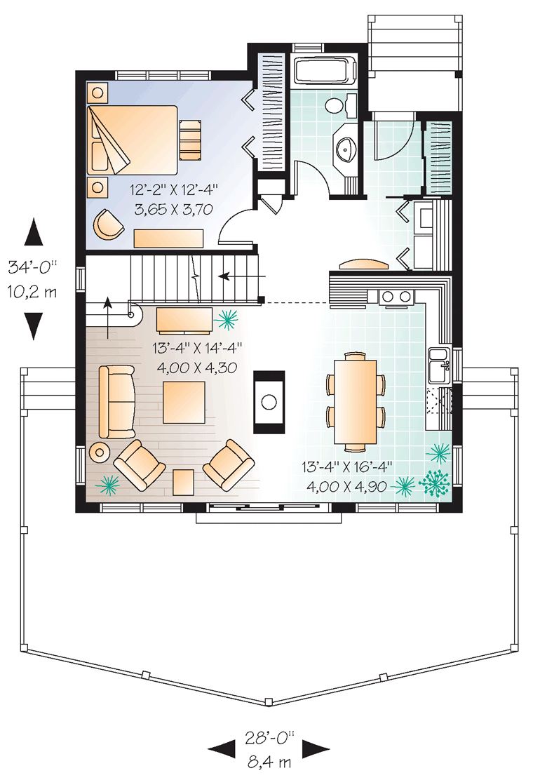 Contemporary Cottage Level One of Plan 65446
