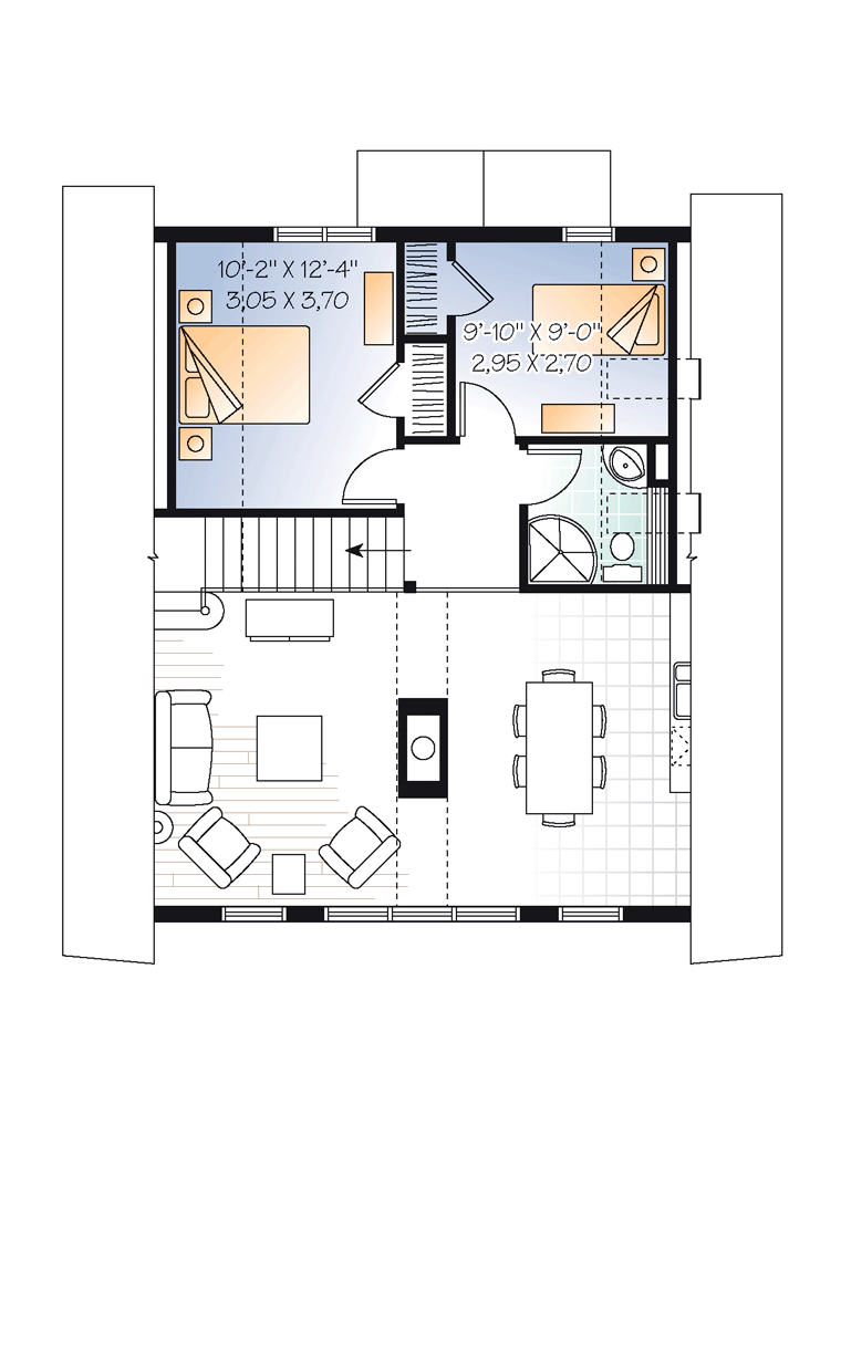 Contemporary Cottage Level Two of Plan 65446