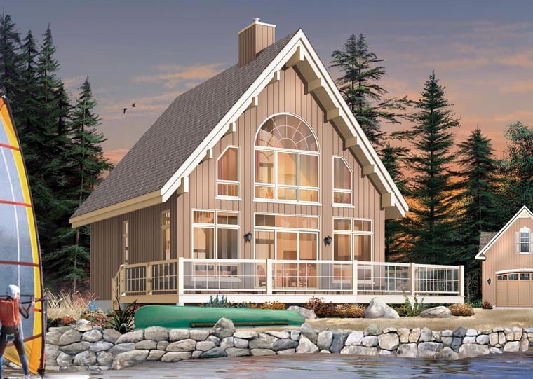 Contemporary, Cottage Plan with 1301 Sq. Ft., 3 Bedrooms, 2 Bathrooms Elevation