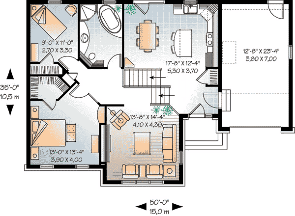 Craftsman Narrow Lot One-Story Traditional Level One of Plan 65449
