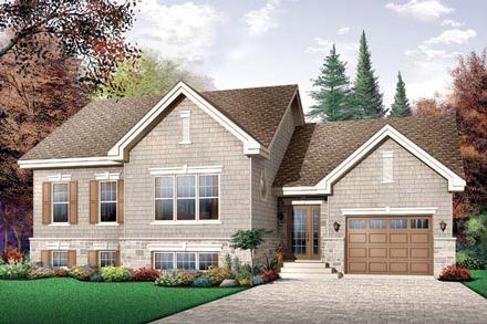 Craftsman Narrow Lot One-Story Traditional Elevation of Plan 65449