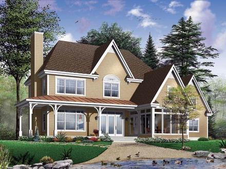 Coastal Country Traditional Elevation of Plan 65455