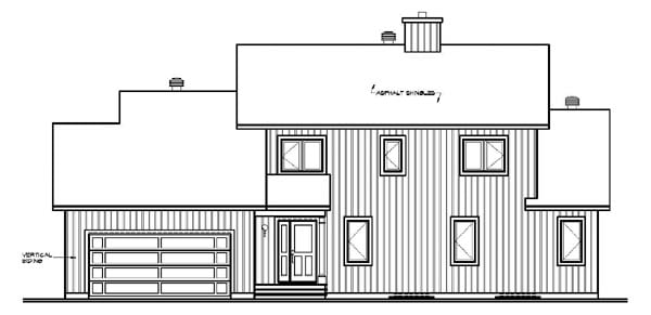 Coastal Contemporary Craftsman Rear Elevation of Plan 65470