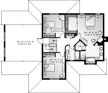 House Plan 65473 Second Level Plan