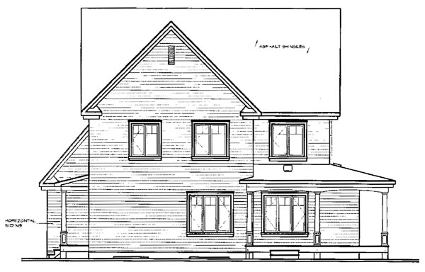 Country Rear Elevation of Plan 65475