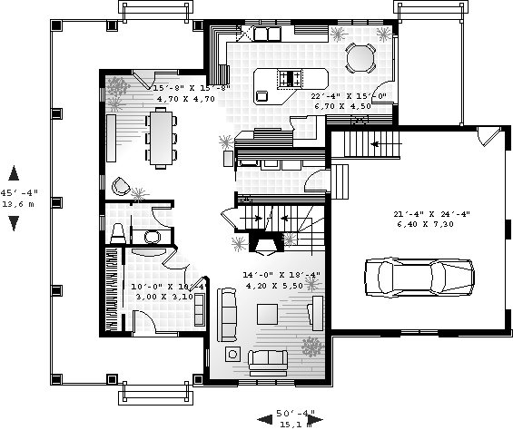 Farmhouse Level One of Plan 65477