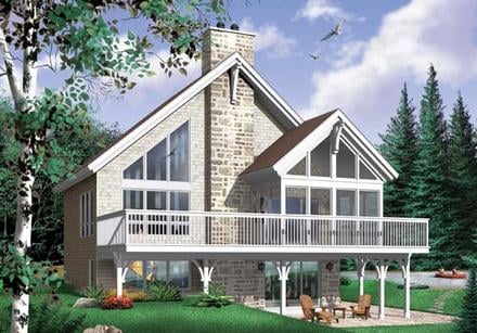 A-Frame Coastal Contemporary Craftsman Elevation of Plan 65480