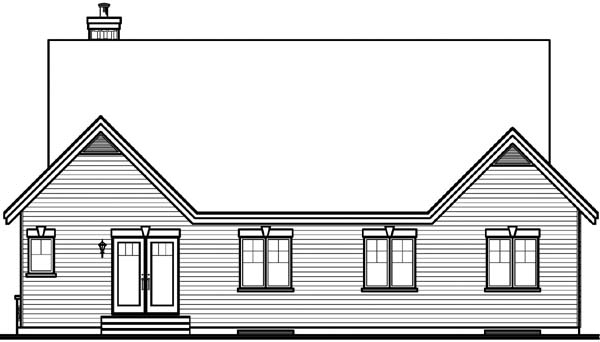 Country European One-Story Rear Elevation of Plan 65491