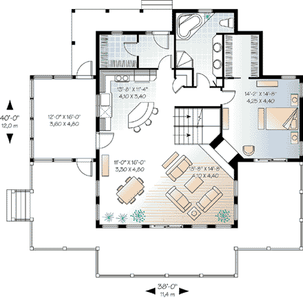 House Plan 65494 First Level Plan