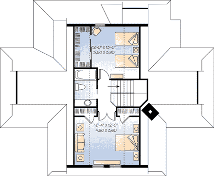 House Plan 65494 Second Level Plan