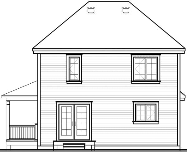 Country Farmhouse Rear Elevation of Plan 65495